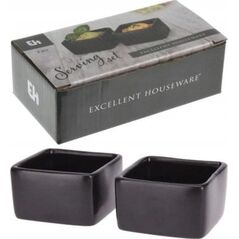 Koopman Miseczki do sosów porcelanowe czarne ozdobne 2 szt