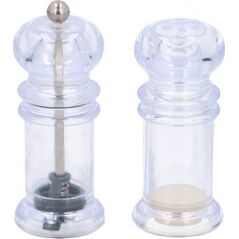 Młynek do przypraw pieprz i młyn solny 10-11 x 4 cm przezroczysty 2-częściowy