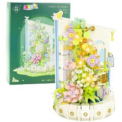 Klocki Konstrukcyjne Kompozycja Kwiatowa Z Wieżą Światła LED 632 el. LEAN Toys