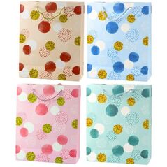 Torba Prezentowa Wzór Złote Kropki Pastelowa  32 × 26 × 10 cm