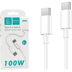 Kabel USB Vega KABEL USB TYP-C DO TYP-C PD USB-C 3,6A DENMEN BIAŁY 2M D65 100W>