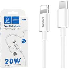 Kabel USB Vega DENMEN KABEL USB PD TYP-C - LIGHTNING 20W 3,6A WZMACNINANY BIAŁY 2M D65>