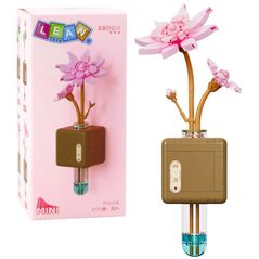 Klocki Konstrukcyjne Kwiat Lotosu Różowy W Fiolce 376 el. LEAN Toys