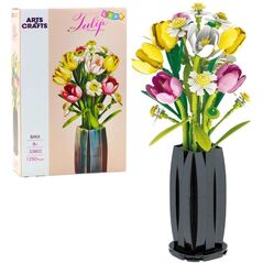 Klocki Konstrukcyjne Bukiet Tulipany W Wazonie 1250 el. LEAN Toys