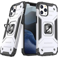 Wozinsky Wozinsky Ring Armor pancerne hybrydowe etui pokrowiec + magnetyczny uchwyt iPhone 13 Pro Max srebrny