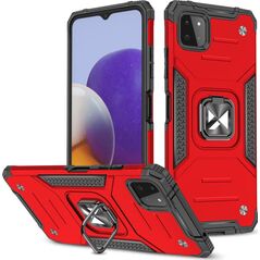 Wozinsky Wozinsky Ring Armor pancerne hybrydowe etui pokrowiec + magnetyczny uchwyt Samsung Galaxy A22 4G czerwony