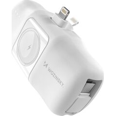 Mini powerbank Wozinsky WF16-YLS 5000mAh 15W Lightning z wbudowanym kablem USB-C i ładowarką do Apple Watch - biały