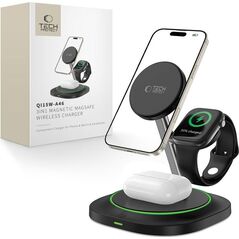 TECH-PROTECT QI15W-A46 3IN1 MAGNETIC MAGSAFE WIRELESS CHARGER BLACK standard