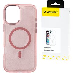 Etui Wozinsky Glitter Case z Mag Safe na Samsung Galaxy S25 Ultra - różowe z brokatem