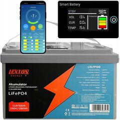 AKUMULATOR LITOWO-ŻELAZOWO-FOSFORANOWY BMS LiFePO4  LCD/Bluetooth 12.8V 70Ah