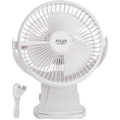Adler Rechargeable Clip-on Desk Fan | AD 7342 | Table Fan | Baltas | Diameter 15.5 cm | Greičių skaičius 3 | Oscillation | 5 W