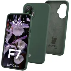 Silikonowe etui Bizon Soft Case do Xiaomi POCO F7 ciemnozielone