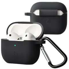 Silikonowe etui z karabińczykiem Bizon Case Headphone Silicone do Apple AirPods 3 czarne