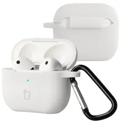 Silikonowe etui z karabińczykiem Bizon Case Headphone Silicone do Apple AirPods 3 białe