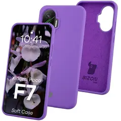 Silikonowe etui Bizon Soft Case do Xiaomi POCO F7 fioletowe