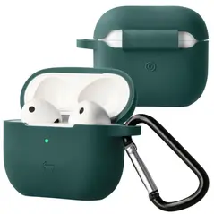 Silikonowe etui z karabińczykiem Bizon Case Headphone Silicone do Apple AirPods 3 ciemnozielone