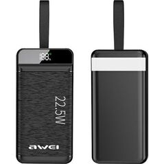 Powerbank Awei AWEI PowerBank P141K 40000mAh 22.5W czarny/black 3xUSB/PD/Lightning wyświetlacz + lampka LED