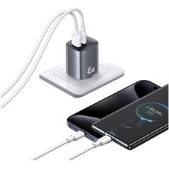 Ładowarka sieciowa USAMS CC290 T66 45W   GaN 1xUSB-A 1xUSB-C srebrny