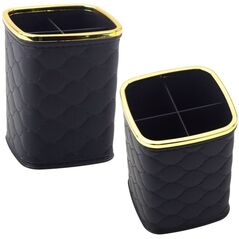 Organizer Pojemnik Na Pędzle Cztery Przegrody Czarny 12 x 9,5cm LEAN