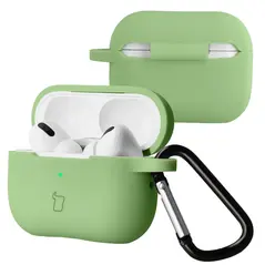 Silikonowe etui z karabińczykiem Bizon Case Headphone Silicone do Apple AirPods Pro 2 jasnozielone