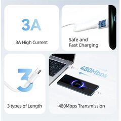 Kabel USAMS US-SJ603 U84 3A USB-C do USB-A 3m biały