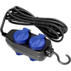Przedłużacz warsztatowy bryzgoszczelny IP44, 4 gniazda (2+2) 2P+Z IP44, schuko, przewód gumowy, H05RR-F 3x1,5mm?, 10m