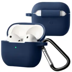 Silikonowe etui z karabińczykiem Bizon Case Headphone Silicone do Apple AirPods 4 granatowe