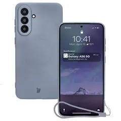 Silikonowe etui z pierścieniem magnetycznym Bizon Case Silicone Magnetic Sq do Samsung Galaxy A56 5G szare