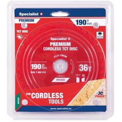 Δίσκος κοπής 190x36Tx30mm, Ασύρματο PREMIUM SPECIALIST+