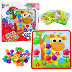 Układanka Guzikowa Mozaika Kreatywna Kolorowa 12 Plansz 46 Guzików LEAN Toys