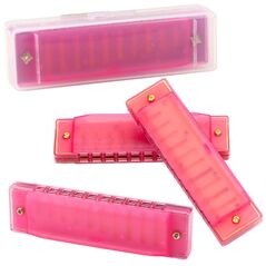 Harmonijka Ustna 10-Otworowa Dla Dzieci Początkujących Etui Różowa LEAN TOYS