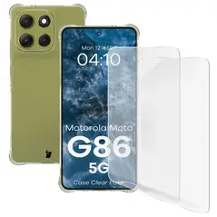 Elastyczne etui + 2x folia na ekran Bizon Case Clear Pack do Motorola Moto G86 5G