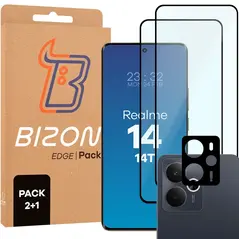 2x Szkło na ekran + szkło na aparat BIZON Edge Pack do Realme 14 5G / 14T 5G