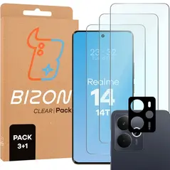 3x Szkło na ekran + szkło na aparat Bizon Glass Clear Pack do Realme 14 5G / 14T 5G