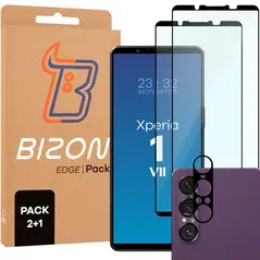 2x Szkło na ekran + szkło na aparat BIZON Edge Pack do Sony Xperia 1 VII