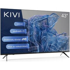 Telewizor Kivi 43', UHD, Android TV 11, Black, 3840x2160, 60 Hz, Sound by JVC, 2x12W, 53 kWh/1000h , BT5.1, HDMI ports 4, 24 months