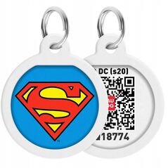 Collar WauDog Smart ID Zawieszka z QR-paszportem okrągła 3cm superman bohater