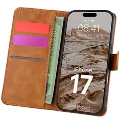 Etui z klapką Bizon Case Pocket do Apple iPhone 17 brązowe