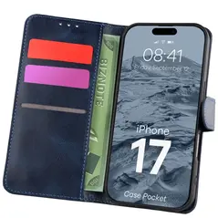 Etui z klapką Bizon Case Pocket do Apple iPhone 17 granatowe