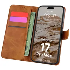 Etui z klapką Bizon Case Pocket do Apple iPhone 17 Pro Max brązowe