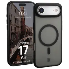 Etui z pierścieniem magnetycznym Bizon Case MatteO do Apple iPhone 17 Air przydymione-czarne