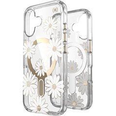 Speck Speck Presidio Lux ClickLock & MagSafe - Etui iPhone 16 (Sunshine Daisies / Clear / Gold)