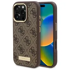 Etui Guess GUHMP16XU4GPRW Apple iPhone 16 Pro Max hardcase 4G Logo Plate MagSafe brązowy/brown