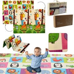 Reversible Educational Play Mat Extralink, 150x200x1 cm Foldable Animals + Carry Bag