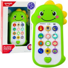 Interaktywny Telefon Edukacyjny Dla Malucha Dźwięki Melodie Dinozaur Zielony