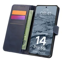 Etui z klapką Bizon Case Pocket do Realme 14 Pro 5G granatowe