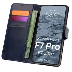 Etui z klapką Bizon Case Pocket do Xiaomi POCO F7 Pro / F7 Ultra granatowe