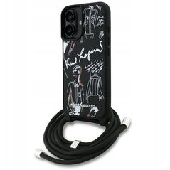 Case Karl Lagerfeld Crossbody Grained    Pattern & Logo MagSafe for iPhone 16 black