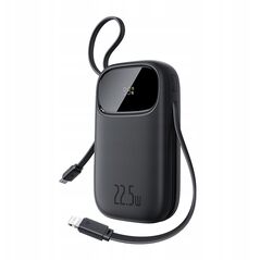 Powerbank Baseus EnerFill FC31 20000mAh 22.5W z wyświetlaczem cyfrowym i 2 wbudowanymi kablami (USB-C + Lightning) - czarny