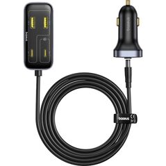 Ładowarka samochodowa Baseus BackseatPal L1 110W 3 x USB-A + 3 x USB-C z przedłużaczem 1,5 m - czarna